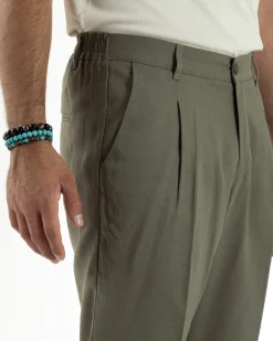 Abito lino uomo vestito doppiopetto sartoriale verde militare AE1169A