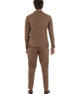 Abito lino uomo vestito doppiopetto sartoriale camel AE1171A