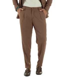 Abito lino uomo vestito doppiopetto sartoriale camel AE1171A