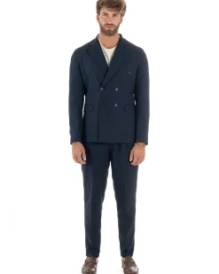 Abito lino uomo vestito doppiopetto sartoriale blu AE1172A