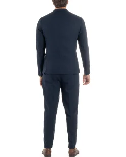 Abito lino uomo vestito doppiopetto sartoriale blu AE1172A