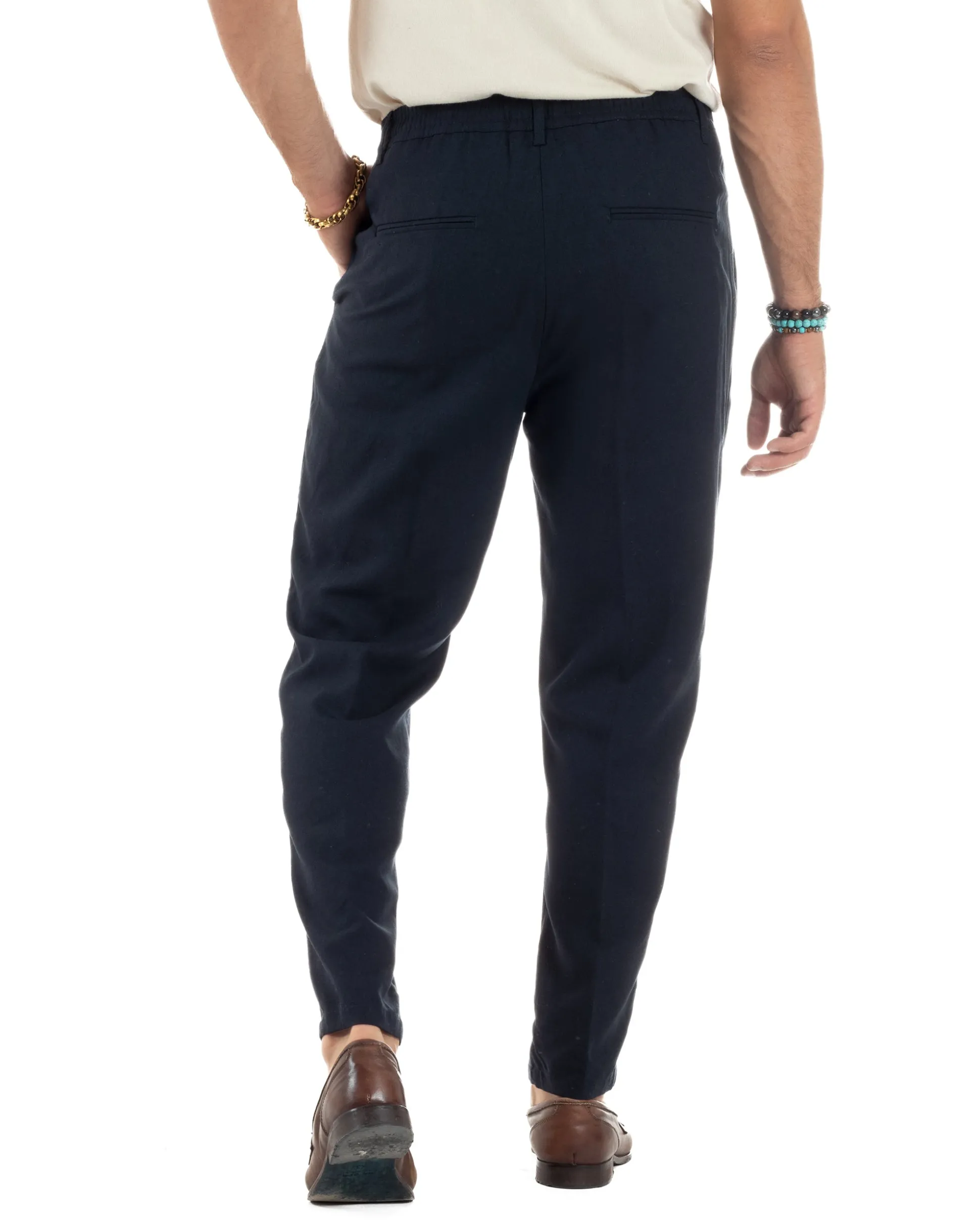 Abito lino uomo vestito doppiopetto sartoriale blu AE1172A