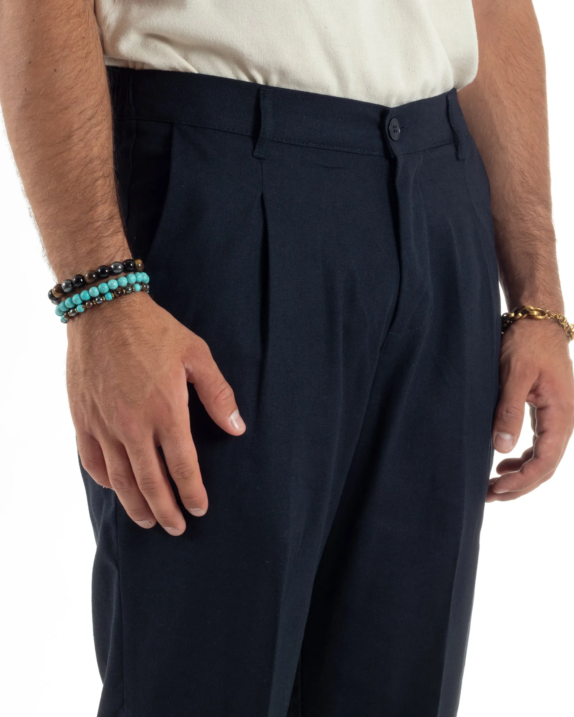 Abito lino uomo vestito doppiopetto sartoriale blu AE1172A