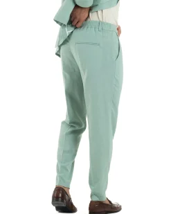 Abito lino uomo vestito doppiopetto sartoriale verde acqua AE1168A