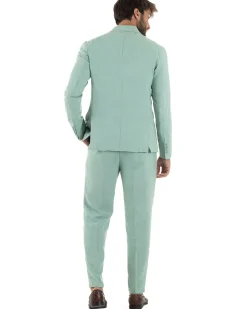 Abito lino uomo vestito doppiopetto sartoriale verde acqua AE1168A