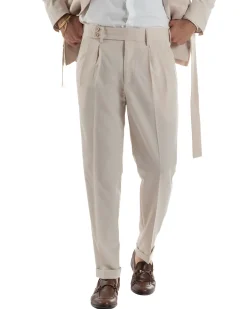 Abito uomo completo doppiopetto rever scialle cintura pantaloni pinces beige BlackSunday AE1246A