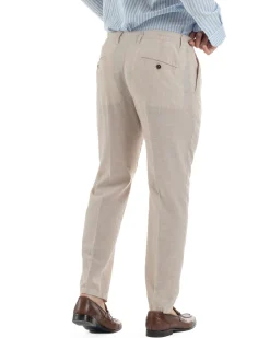 Abito uomo completo lino giacca monopetto pantaloni pinces coulisse beige BERNA M-261359