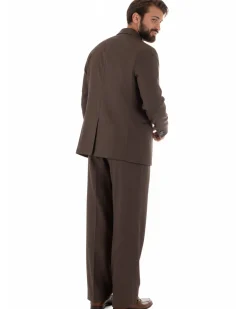 Abito uomo doppiopetto 2 bottoni vestito viscosa over pantaloni baggy marrone GIOSAL-AE1217A