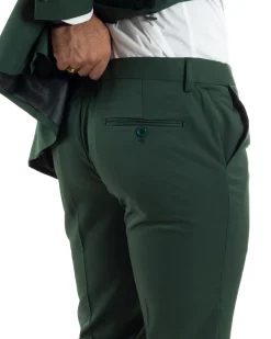Abito uomo doppiopetto completo giacca rever raso pantaloni smoking elegante sartoriale verde GIOSAL-AE1100A