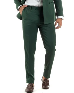 Abito uomo doppiopetto completo giacca rever raso pantaloni smoking elegante sartoriale verde GIOSAL-AE1100A