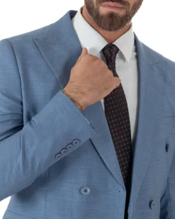 Abito uomo doppiopetto completo viscosa giacca pantaloni elegante denim GIOSAL-AE1234A