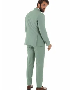 Abito uomo doppiopetto completo viscosa giacca pantaloni elegante verde salvia GIOSAL-AE1207A