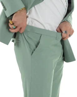 Abito uomo doppiopetto completo viscosa giacca pantaloni elegante verde salvia GIOSAL-AE1207A