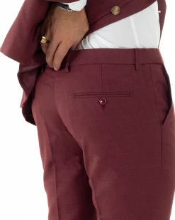 Abito uomo doppiopetto completo giacca pantaloni bottoni metallo bordeaux melangiato GIOSAL-AE1080A