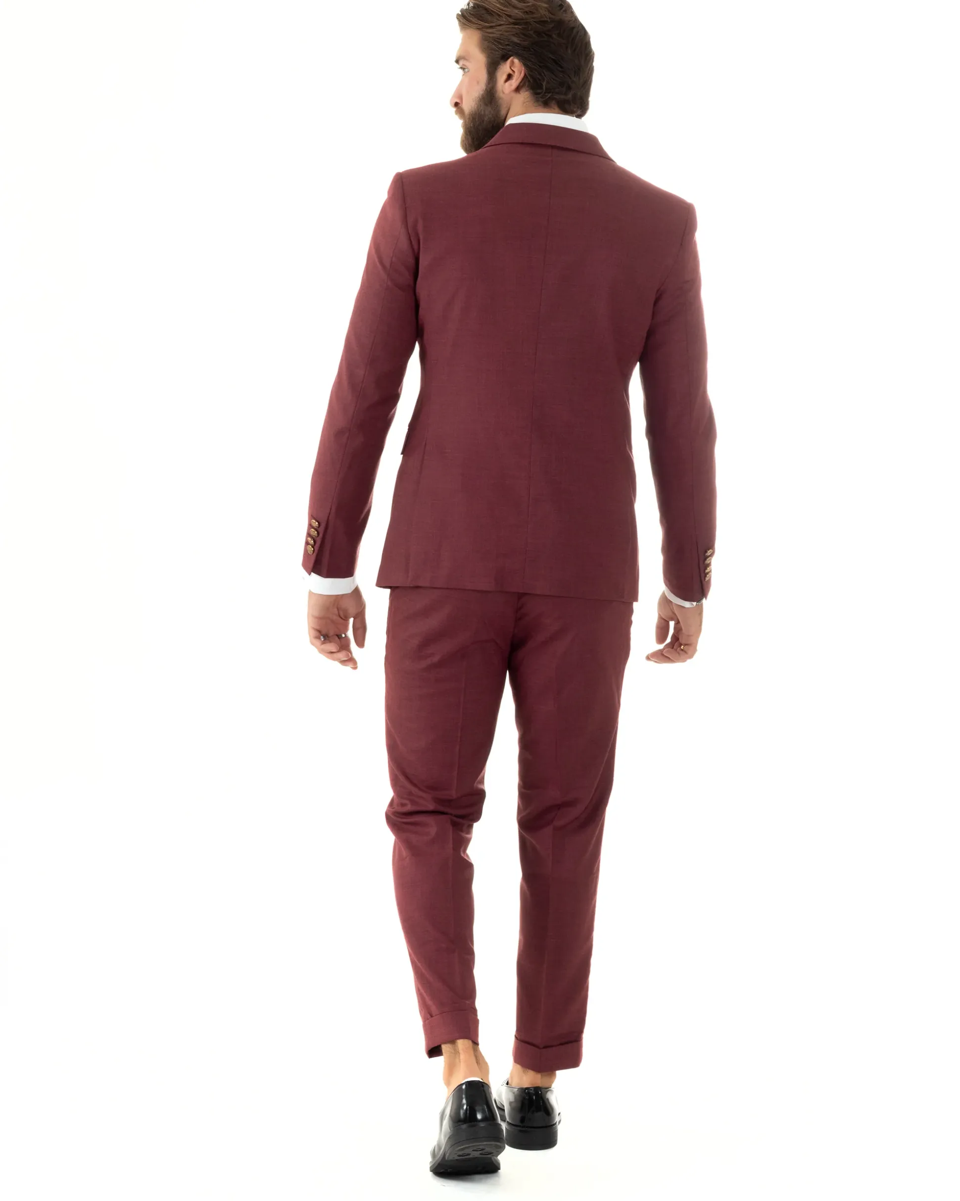 Abito uomo doppiopetto completo giacca pantaloni bottoni metallo bordeaux melangiato GIOSAL-AE1080A