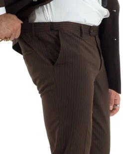 Abito uomo doppiopetto completo gessato giacca pantaloni bottoni metallo marrone GIOSAL-AE1101A