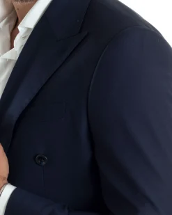 Abito uomo doppiopetto completo viscosa giacca pantaloni elegante blu GIOSAL-AE1064A