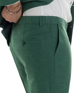 Abito uomo doppiopetto completo viscosa giacca pantaloni elegante verde melangiato GIOSAL-AE1117A