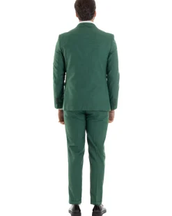 Abito uomo doppiopetto completo viscosa giacca pantaloni elegante verde melangiato GIOSAL-AE1117A