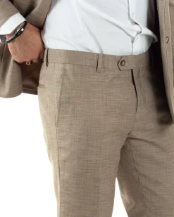 Abito uomo doppiopetto completo viscosa giacca pantaloni elegante sabbia melangiato GIOSAL-AE1082A