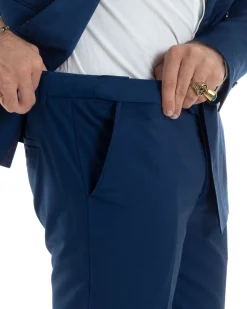 Abito uomo doppiopetto completo viscosa giacca pantaloni elegante blu chiaro GIOSAL-AE1115A