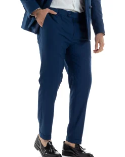 Abito uomo doppiopetto completo viscosa giacca pantaloni elegante blu chiaro GIOSAL-AE1115A