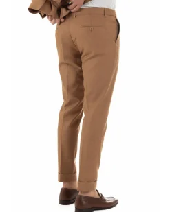 Abito uomo doppiopetto completo giacca pantaloni bottoni metallo camel melangiato GIOSAL-AE1205A