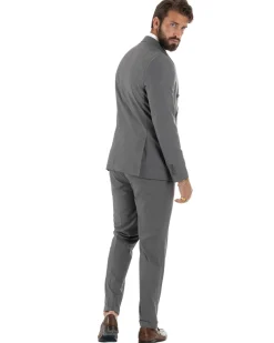 Abito uomo doppiopetto completo viscosa giacca pantaloni elegante grigio GIOSAL-AE1210A