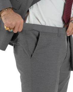 Abito uomo doppiopetto completo viscosa giacca pantaloni elegante grigio GIOSAL-AE1210A
