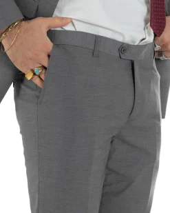 Abito uomo doppiopetto completo viscosa giacca pantaloni elegante grigio GIOSAL-AE1210A