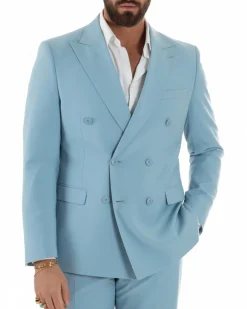 Abito uomo doppiopetto completo viscosa giacca pantaloni elegante polvere GIOSAL-AE1208A
