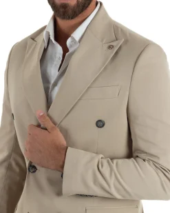 Abito uomo doppiopetto completo giacca pantaloni baggy pinces beige GIOSAL-AE1250A