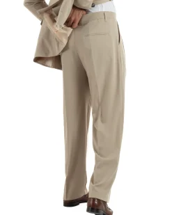 Abito uomo doppiopetto completo giacca pantaloni baggy pinces beige GIOSAL-AE1250A