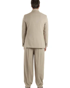 Abito uomo doppiopetto completo giacca pantaloni baggy pinces beige GIOSAL-AE1250A