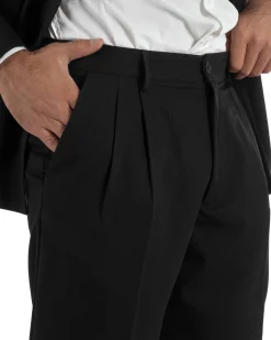 Abito uomo doppiopetto completo giacca pantaloni baggy pinces nero GIOSAL-AE1251A