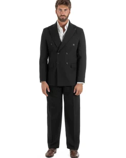 Abito uomo doppiopetto completo giacca pantaloni baggy pinces nero GIOSAL-AE1251A