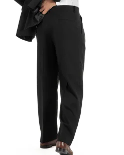 Abito uomo doppiopetto completo giacca pantaloni baggy pinces nero GIOSAL-AE1251A