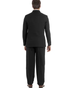 Abito uomo doppiopetto completo giacca pantaloni baggy pinces nero GIOSAL-AE1251A