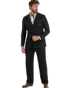 Abito uomo doppiopetto completo giacca pantaloni baggy pinces nero GIOSAL-AE1251A