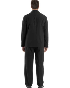 Abito uomo doppiopetto completo giacca 2 bottoni pantaloni baggy nero BlackSunday AE1263A