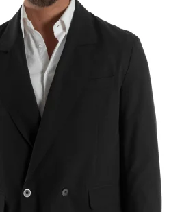 Abito uomo doppiopetto completo giacca 2 bottoni pantaloni baggy nero BlackSunday AE1263A