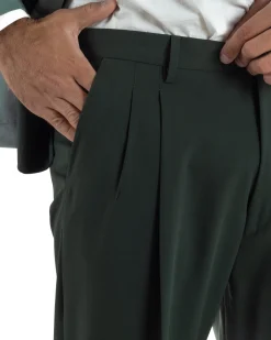 Abito uomo doppiopetto completo oversize giacca bottoni oro pantaloni baggy verde BlackSunday AE1261A