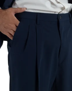 Abito uomo doppiopetto completo oversize giacca bottoni oro pantaloni baggy blu BlackSunday AE1262A