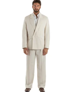 Abito uomo doppiopetto completo giacca 2 bottoni pantaloni baggy panna BlackSunday AE1264A