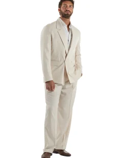 Abito uomo doppiopetto completo giacca 2 bottoni pantaloni baggy panna BlackSunday AE1264A