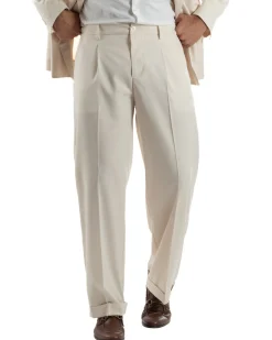 Abito uomo doppiopetto completo giacca 2 bottoni pantaloni baggy panna BlackSunday AE1264A