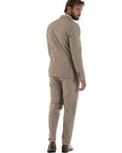 Abito uomo doppiopetto completo viscosa giacca pantaloni elegante fango melangiato GIOSAL-AE1268A
