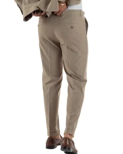 Abito uomo doppiopetto completo viscosa giacca pantaloni elegante fango melangiato GIOSAL-AE1268A