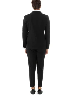 Abito uomo doppiopetto completo giacca pantaloni bottoni metallo nero melangiato elegante GIOSAL-AE1081A