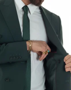 Abito uomo doppiopetto completo viscosa giacca pantaloni elegante verde GIOSAL-AE1209A